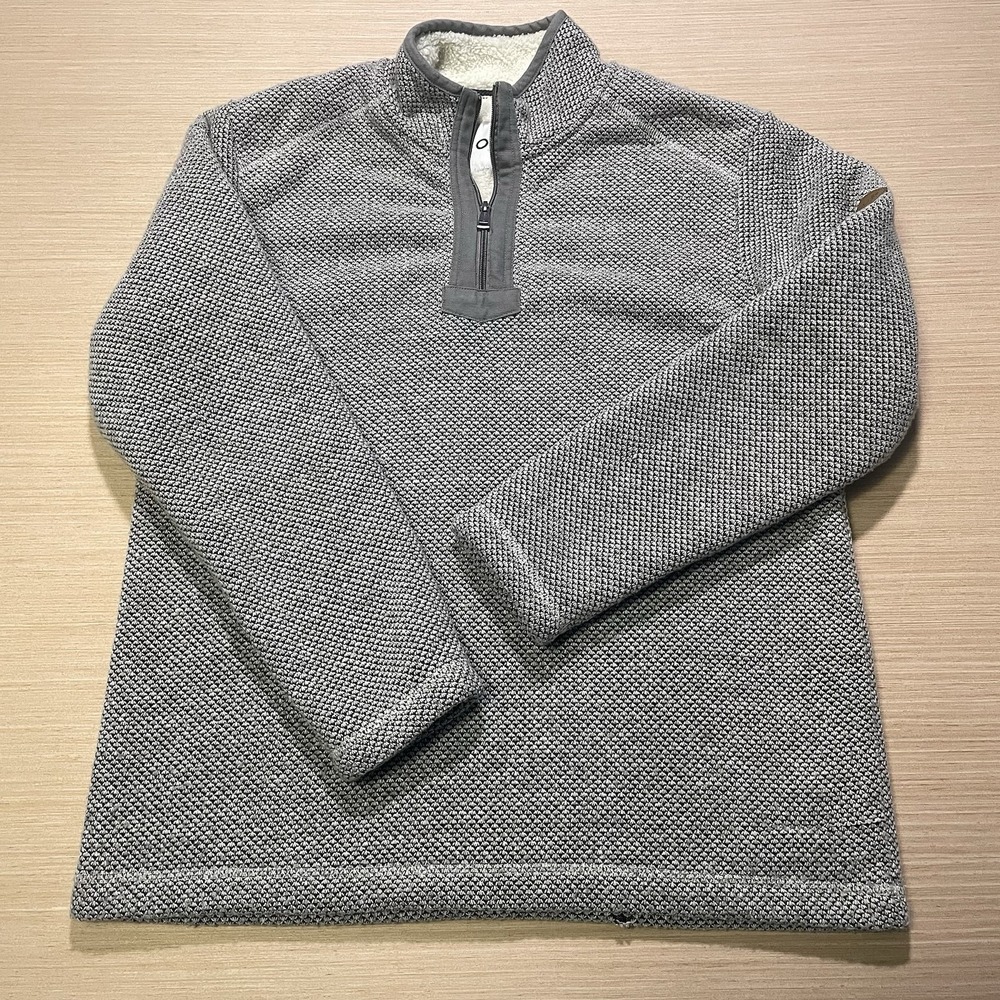 ORVIS Sherpa Fleece Lined Quarter 1/4 Zip Pullover Jacket Men's Size Medium Gray